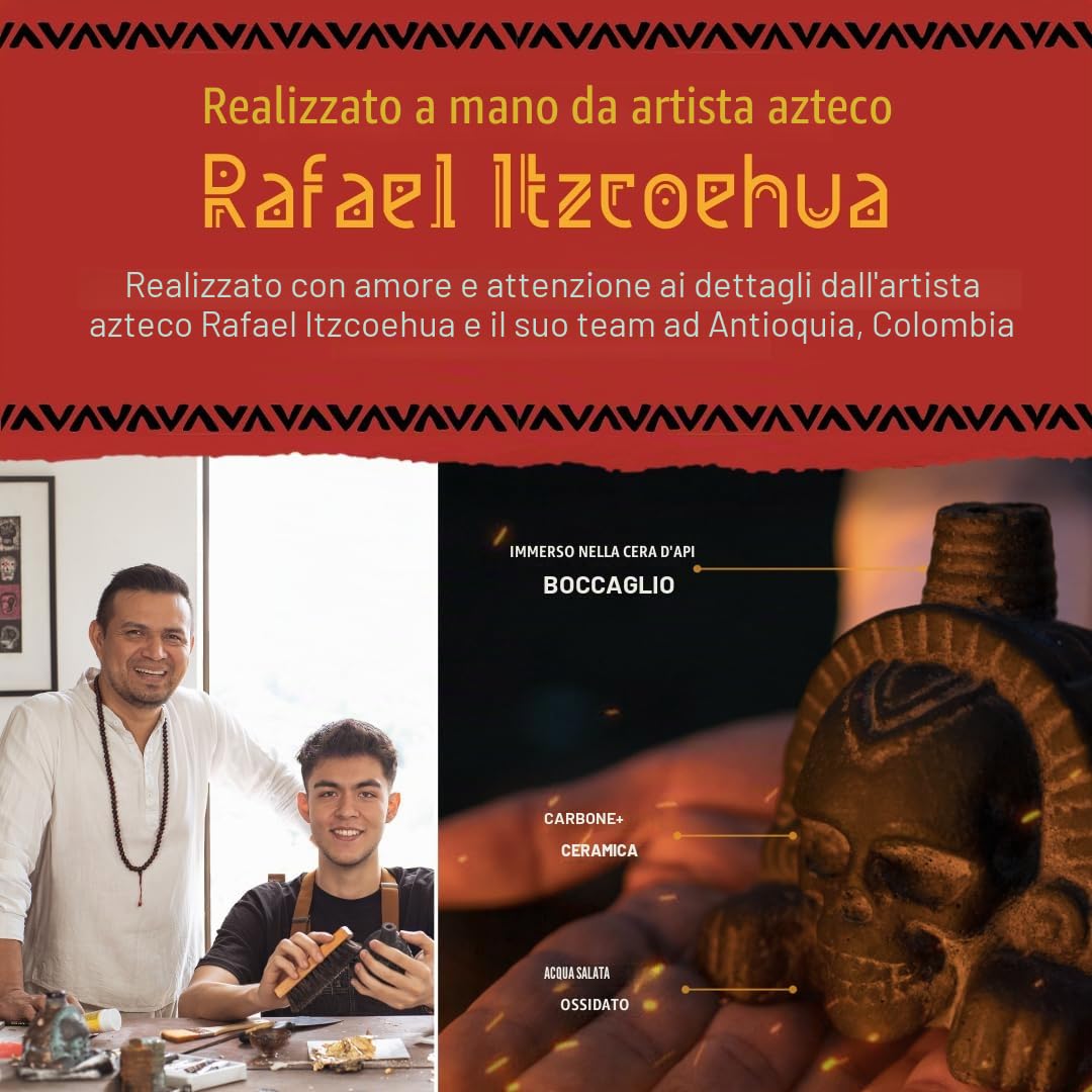 Itzcoehua, Fischietto della morte azteco in ossidiana nera autentico, emette suoni simili a vere urla umane fortissime, a +125 decibel