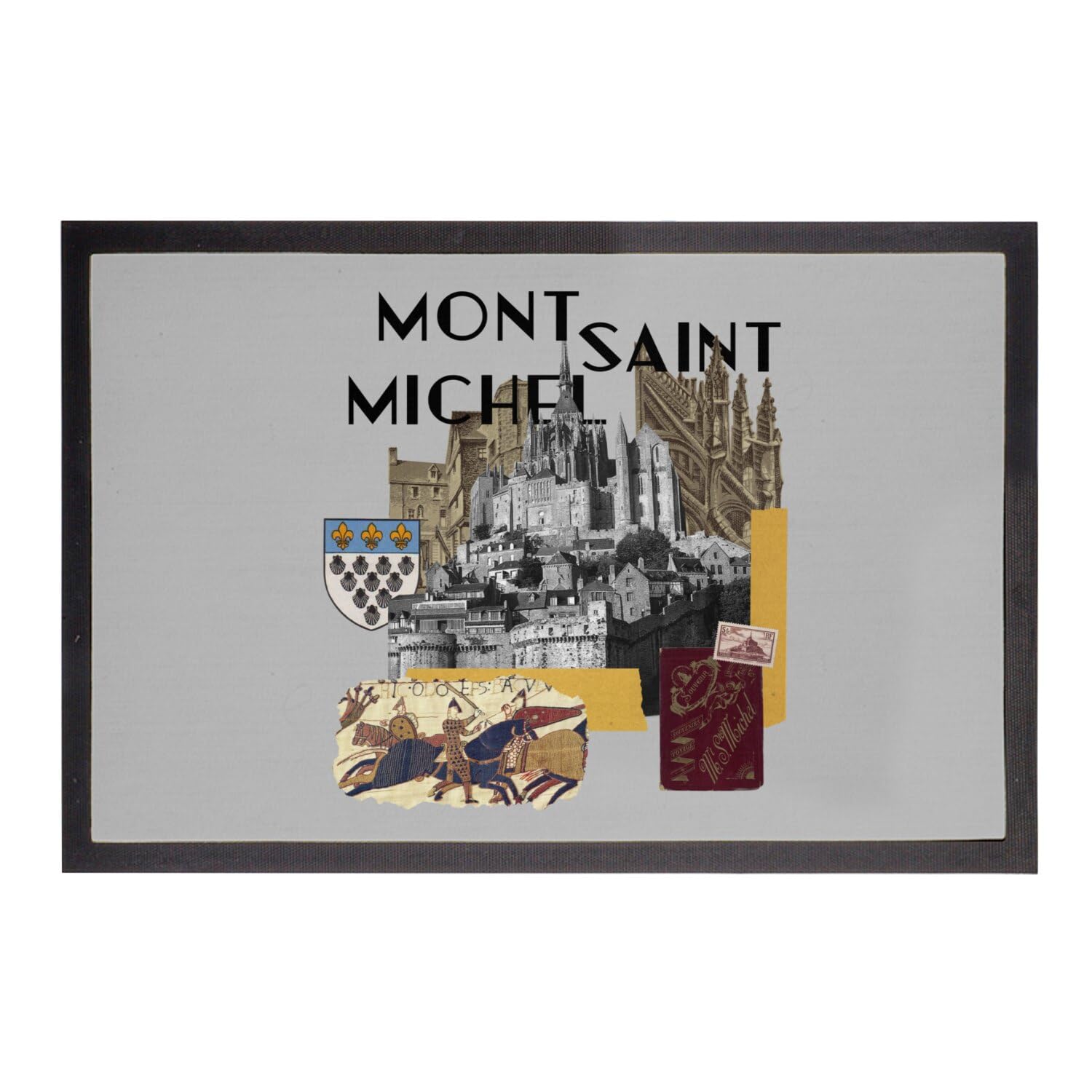 Paillasson Gris Mont Saint Michel 75x50cm Tapis Normandie Village