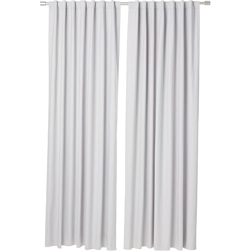 Amazon Basics Room Darkening Blackout Window Curtains with Back Tab Hanging Loops, Set of 2, 52 in x 96 in, Light Gray