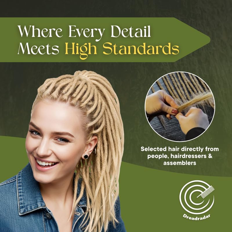 Human Hair Dreadlock Extensions – Handmade Crochet Locs Real Hair Dreads For Every Hairstyle, 10-Strand Bundle Dreads, Natural Looking Shades