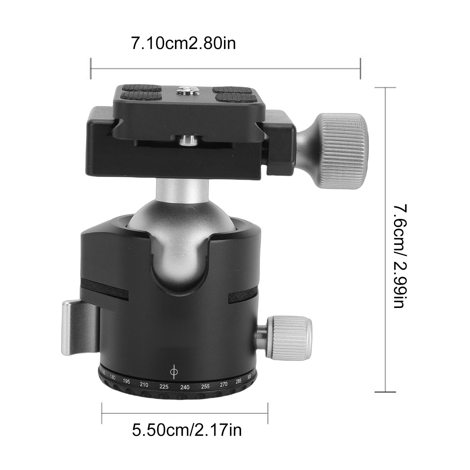 Luocute Testa a Sfera da 32 Mm, Piastra a Sgancio Rapido con Blocco a Leva con un Leggero, capacità di Carico di 279 G, 8 Kg, con Morsetto Compatibile Standard, per Treppiede Monopiede