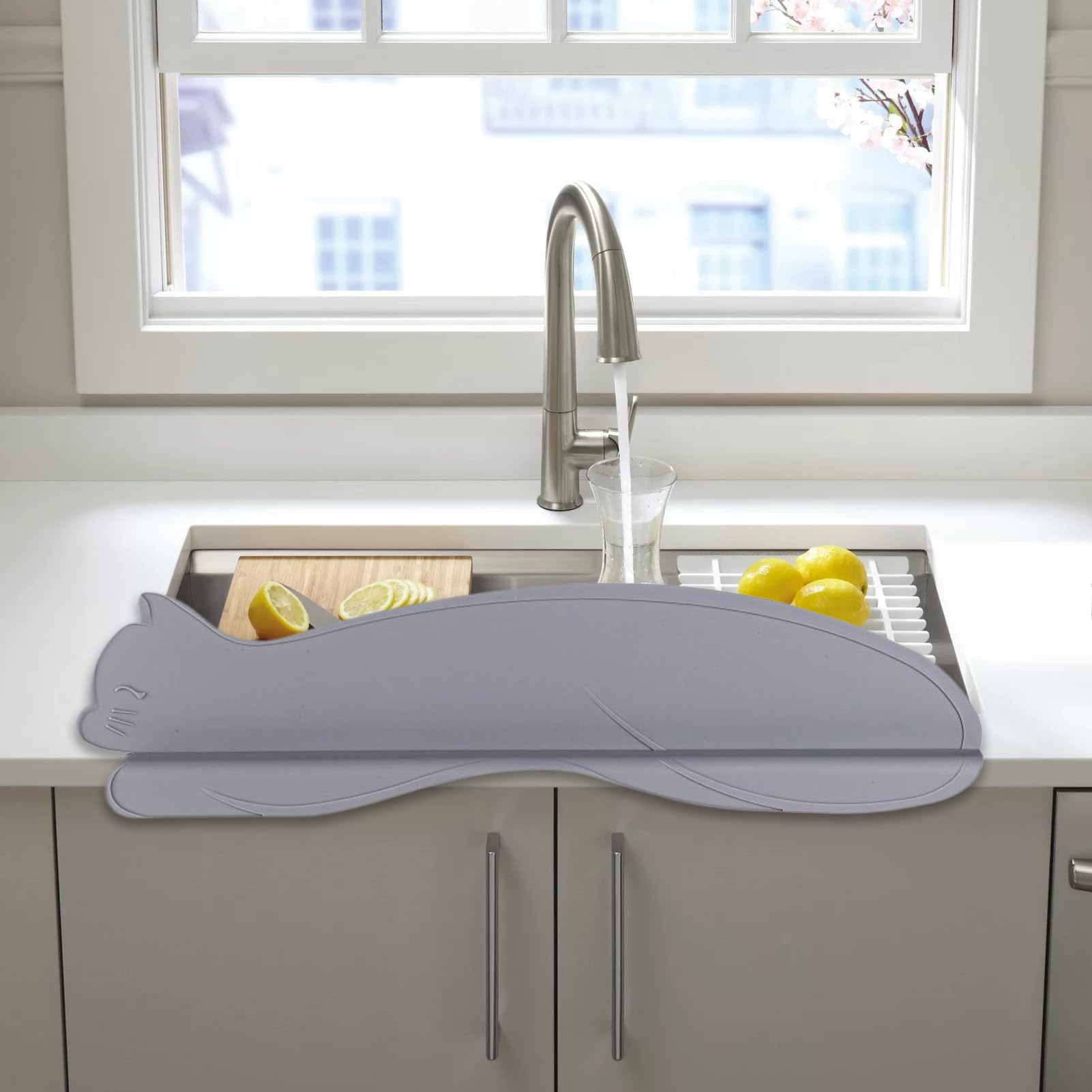 Paraschizzi Per Lavandino In Silicone Con Ventose – Protezione Antispruzzo Per Cucina E Bagno 49x7 Cm