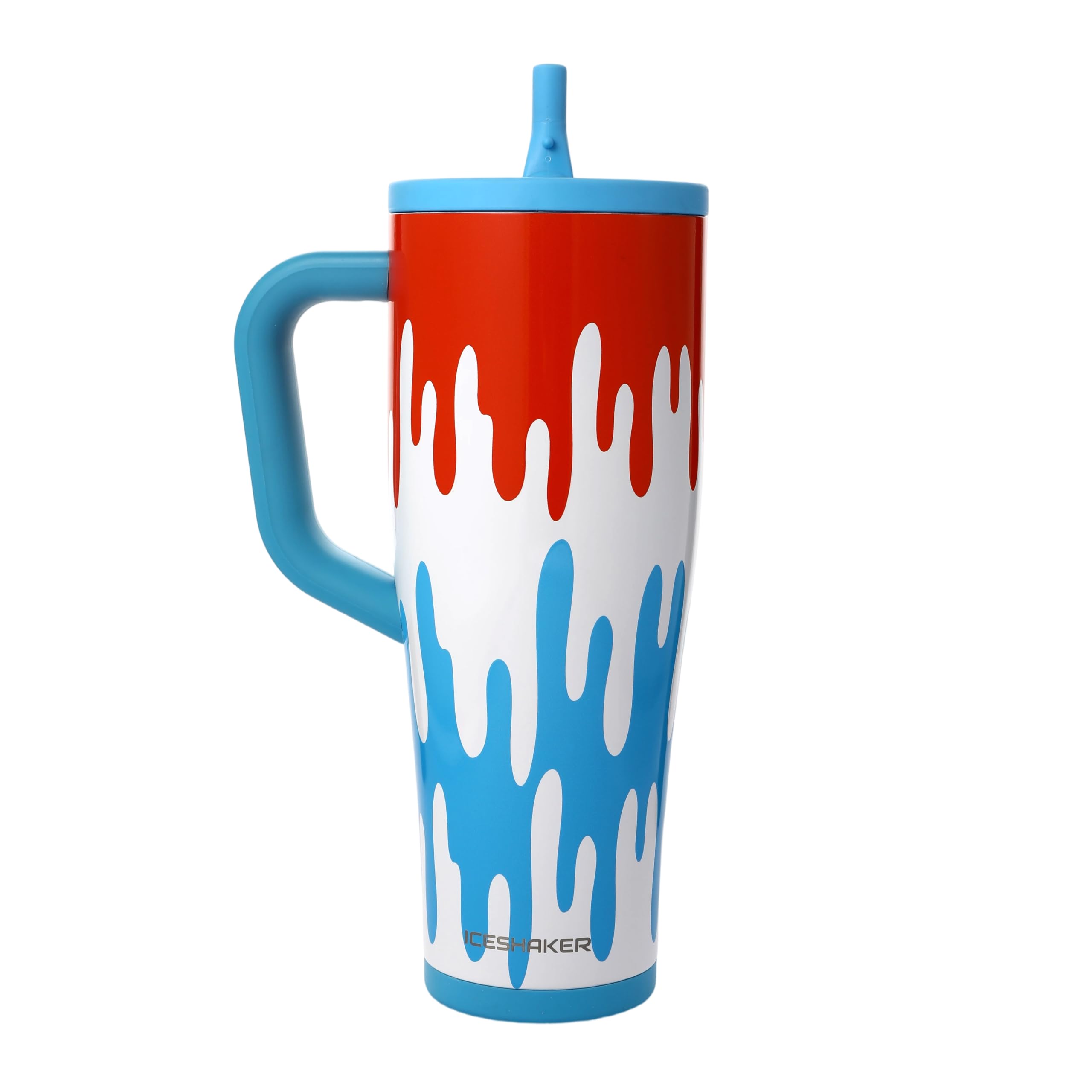 Ice Shaker 40 oz Tumbler with Handle and Straw | 40oz Freeze Pop | Cold for 30+ Hours | 2-in-1 Tumbler Shaker Bottle | Odor-Free 40 ounce Bottle for Water, Protein Shakes, Smoothies, Cocktails