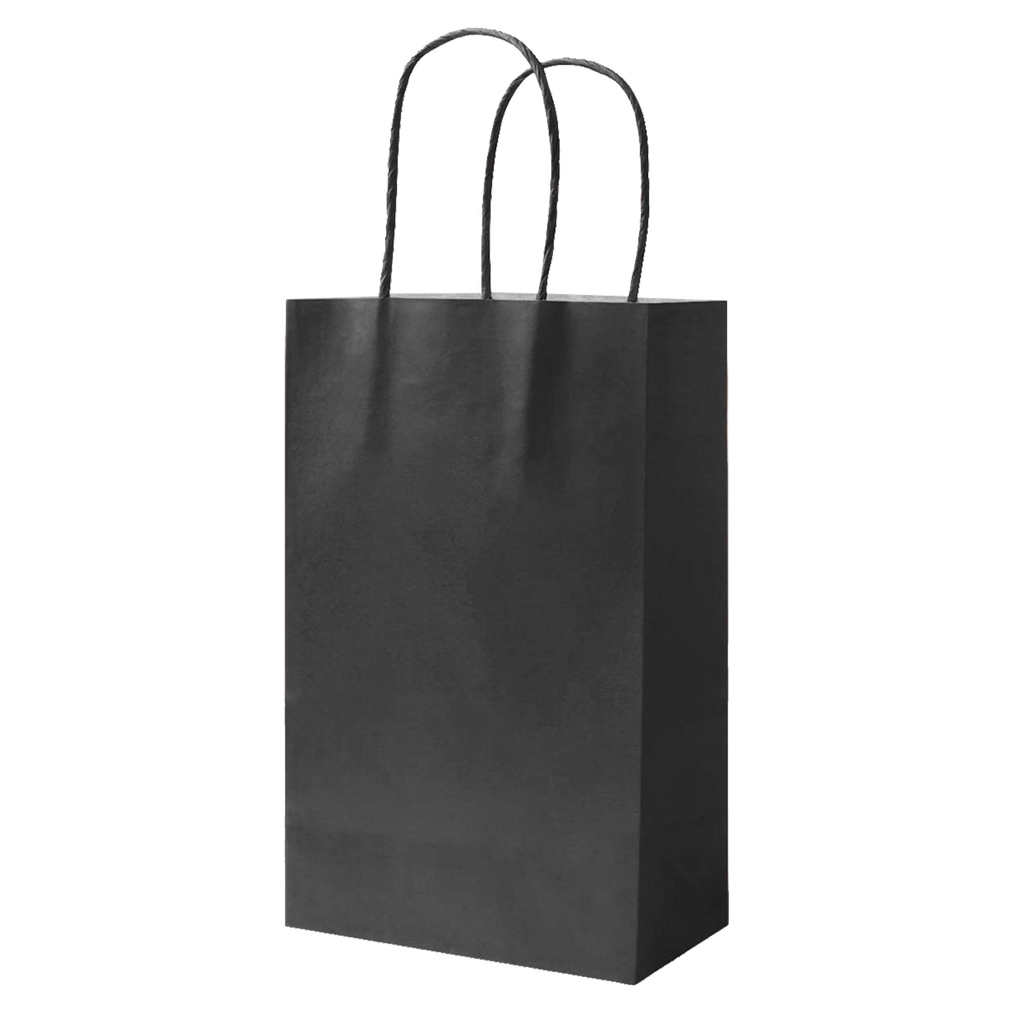 50 Black Party Bags Paper Bags With Handles Paper Gift Bag Paper Bag Carrier Bags Paper Bag Sweet Loot Celebrations Birthday Christmas Halloween Reinforced Twisted Handle (Black - 50 Bags)