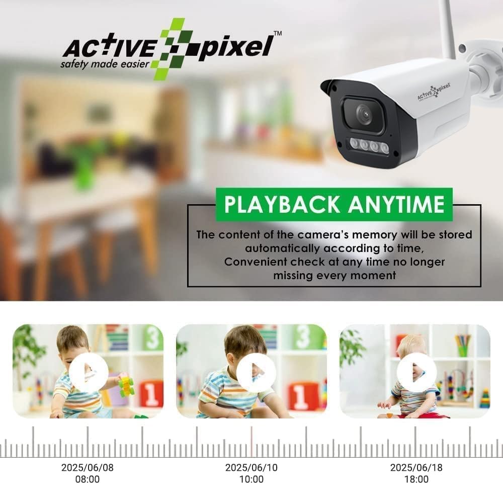 Active Pixel Wireless NVR kit 3MP 8 Channel HD Outdoor/Indoor IR Vision Wireless IP Security Cameras for Remote Area, Office use, Construction site, Home Surveillence 4