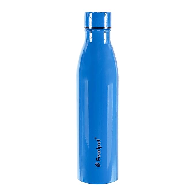PEARLPET Swiss Stainless Steel Single Wall Water Bottle, Light Weighted Leak-Proof Use for Office, School, Outdoor & Gym, 1000ml- Dark Blue