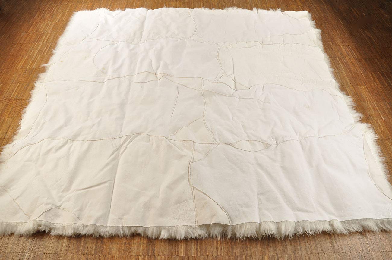generisch Lammfell Teppich Creme Weiß Champagner 200 x 200 cm mit 8 Schwedischen Lammfellen