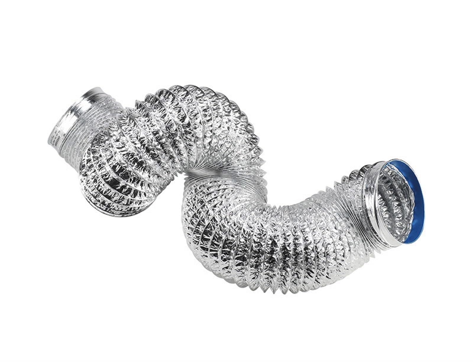 Condotto flessibile in alluminio, Tubo flessibile for condotto di ventilazione in alluminio, tubo di scarico flessibile, diametro 80-200 mm, lunghezza 1,5-5 m, argento, confezione da 2 morsetti inclus