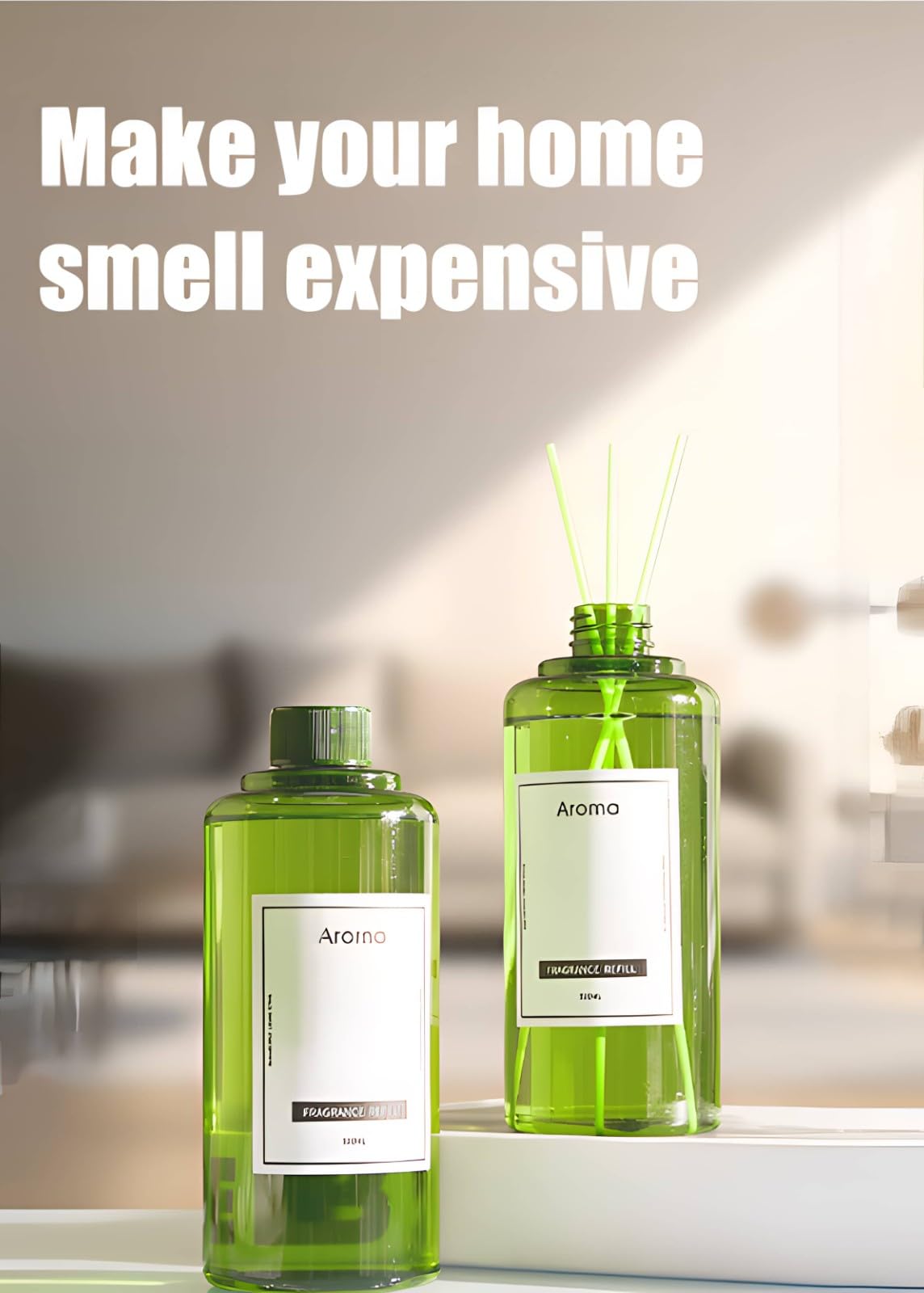 Diffusoröl der Hotelkollektion, 500 ml (16,9 oz) ätherische Öle für die Aromatherapie, lang anhaltendes Duftöl mit 10 Rattanstäbchen, ideal für Raumerfrischer, Zuhause(Gardenia)