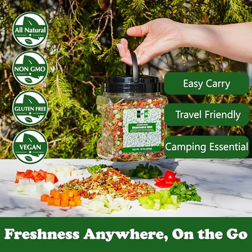 NPG Freeze-Dried Vegetable Mix 16 Oz (1 LB), 10-Blend Dehydrated Vegetables Blend of Carrots, Onions, Tomatoes, Potatoes, Bell Peppers, Celery, Peas, Cabbage & Parsley, Ideal for Soup, Ramen, Stir-Fry, Cooking & Emergency Food Storage - Image 6