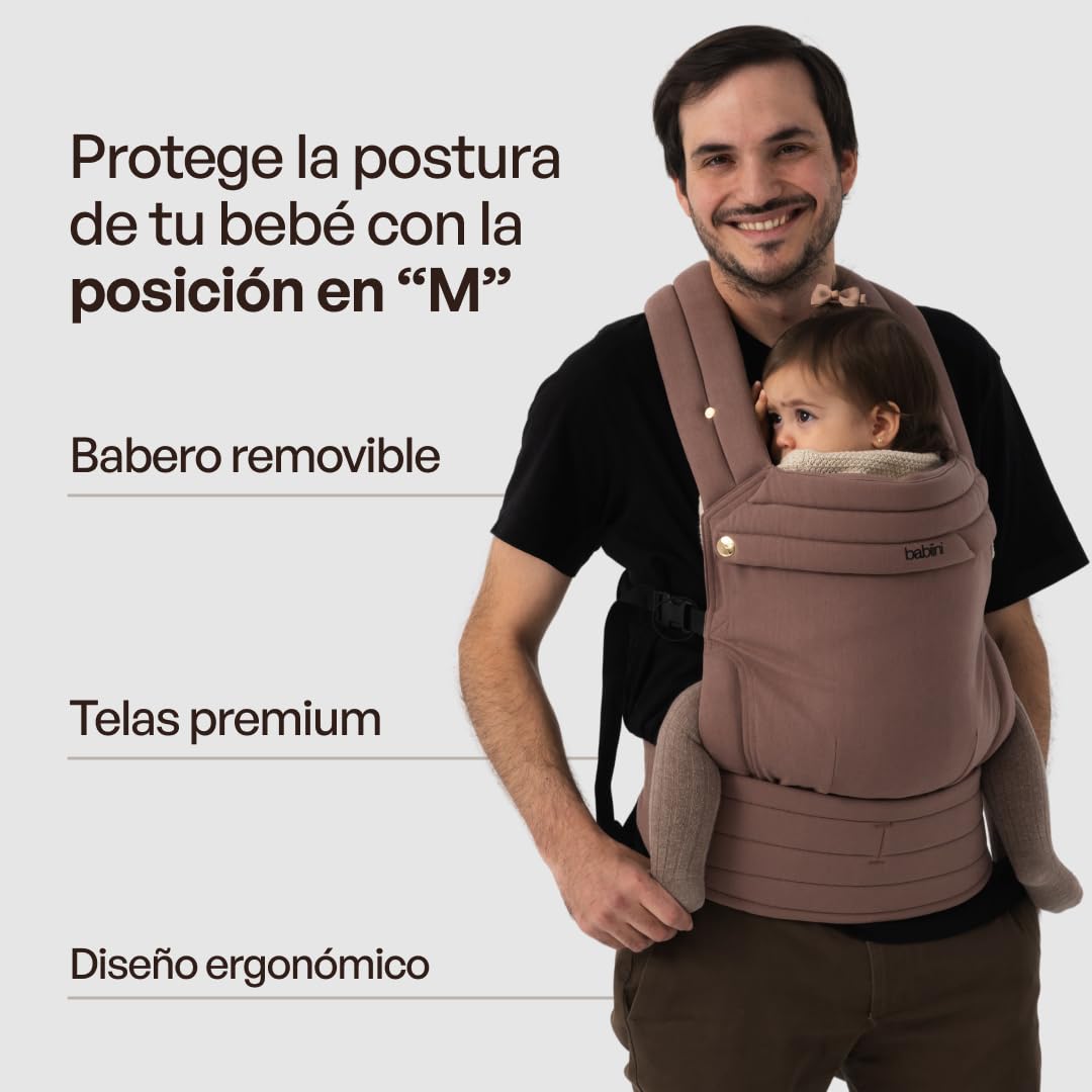 Mochila Portabebés Ergonómica Unisex, Algodon+Lino, Babero Extraíble Hipoalergénico, Soporte Cómodo para Bebés de 3.2kg a 16kg – Lavable a Máquina, Transpirable, Múltiples Posiciones de Porteo