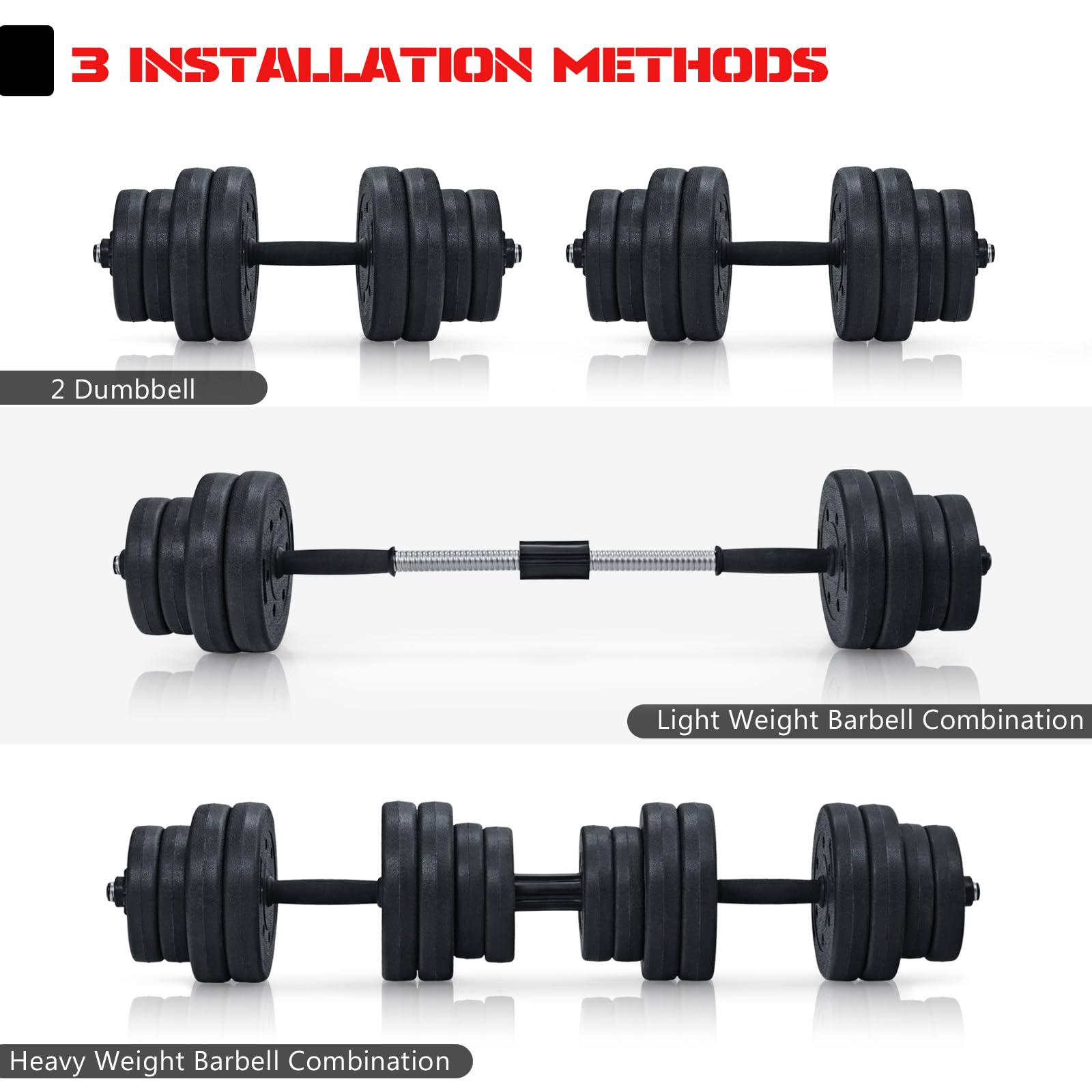 KOMFOTTEU Manubri Palestra 30 kg, Set Pesi Palestra Casa 2 in 1, Manubri Regolabili con Tubo di Collegamento Multifunzione e Professionale per Uomini e Donne, Bilanciere Palestra per Fitness