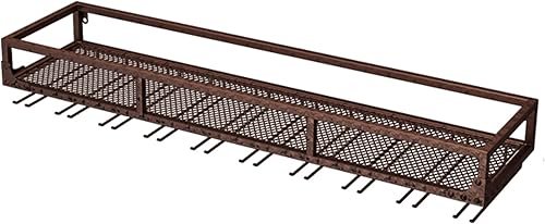 Miniatura 11 de Shelves Wine Rack Wall Mounted Bar Shelves with Wine Glass Holder Liquor Shelf Mini Bar Glass Shelves Whiskey Shelf Wall Bar Cabinet Metal Bar Negro