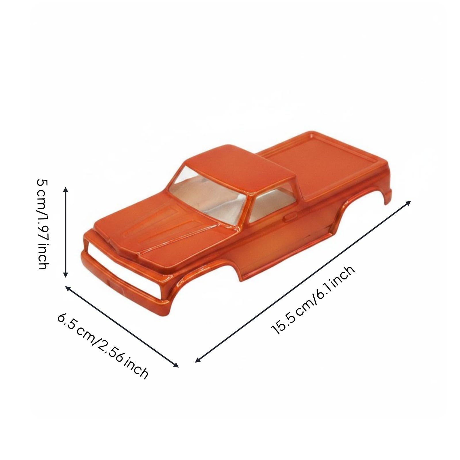 Baoblaze Carrocería de Camioneta RC para Escala Cuerpo de Camión Cubierta Capota Plástico Aspecto Realista para Proyectos Personalizados y Mejoras Visuales, Naranja