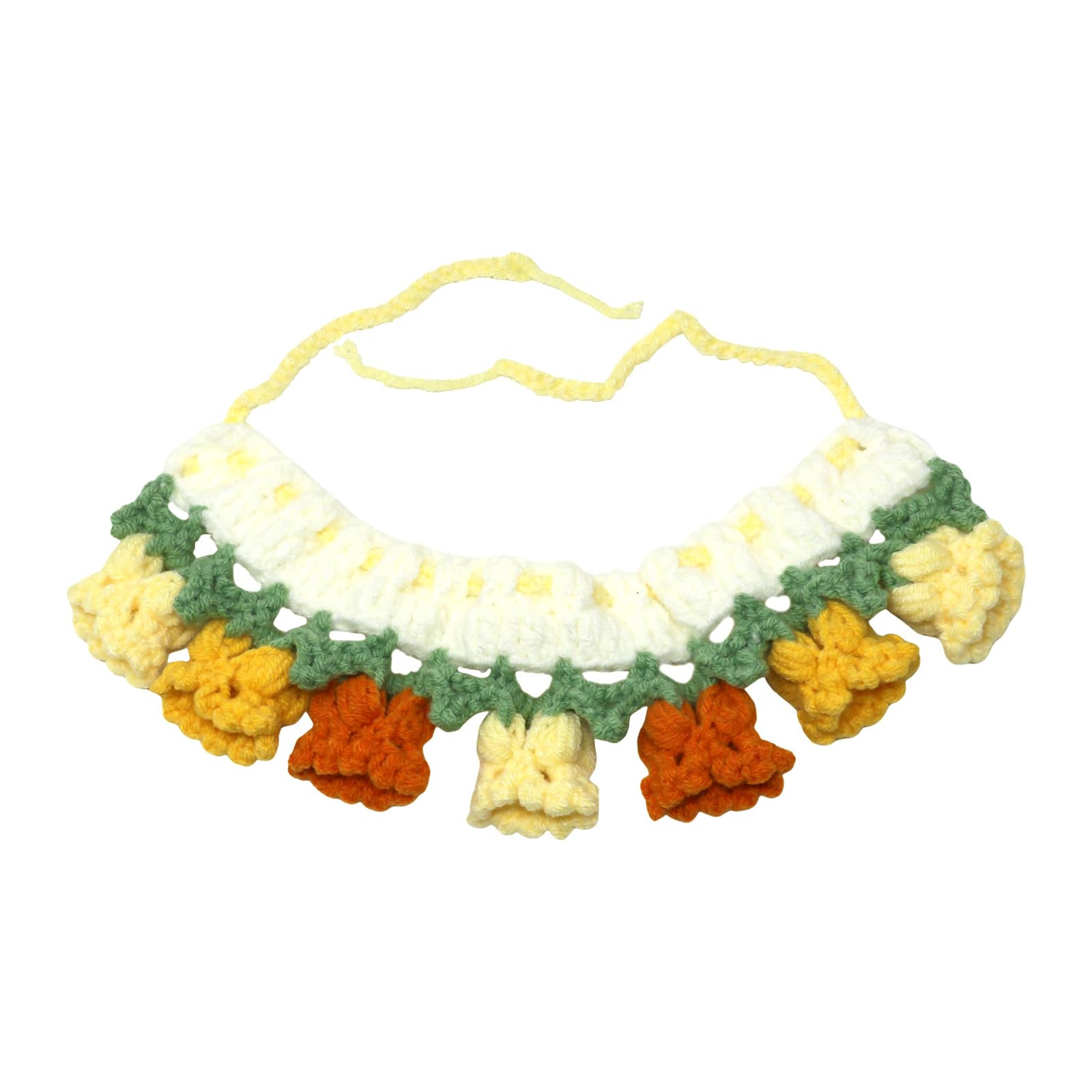 yueton 1 Pack Cute Lily of The Valley Knitted Bandana for Cats and Dogs Kawaii Flower Cat Bib