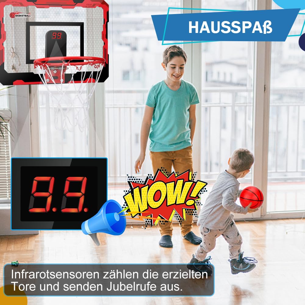 Mini Basketballkorb Basketball Reifen für Kinder Erwachsene, über Tür Basketball Reifen mit 3 Gummibällen, Sport Party Gunsten für Home Office Türwand, Geschenk für Jungen Mädchen