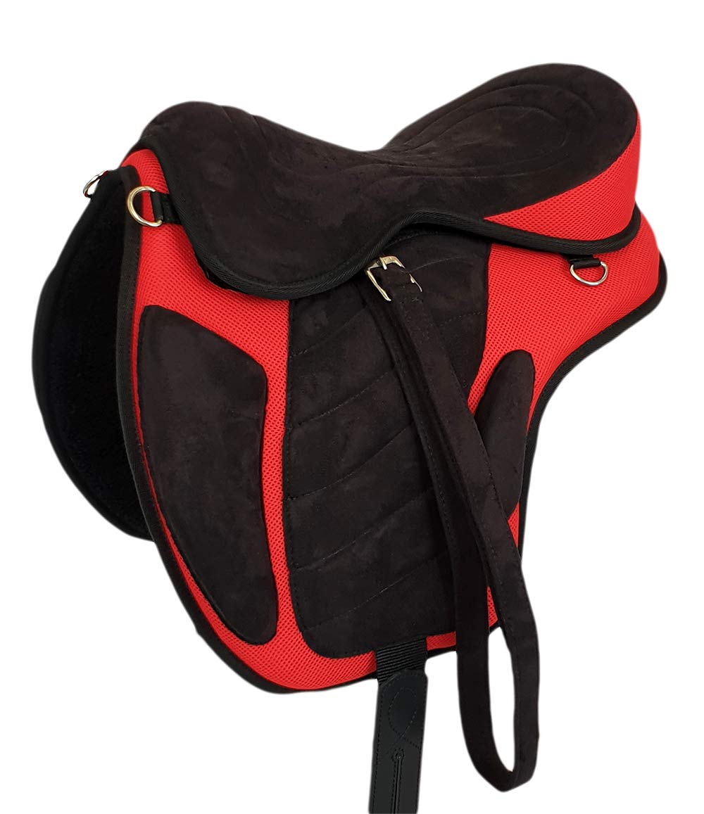 A&M Reitsport Selle de randonnée sans arbre Liberty Noir/rouge + accessoires