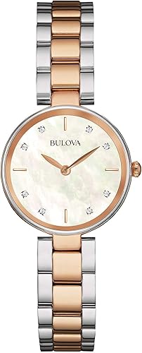 Bulova 98P147 - Pulsera de reloj de dos tonos de acero inoxidable de dos tonos para mujer (0.472 in)