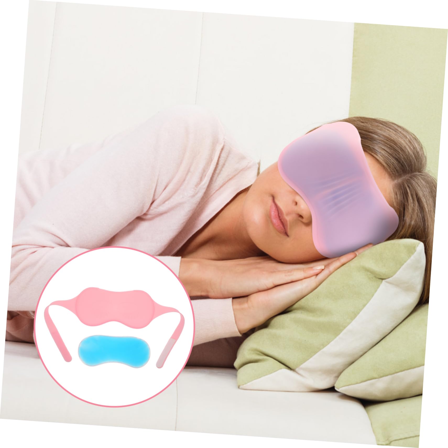 Antifaz de Silicona Gel Rosa para Dormir y Compresa Ocular