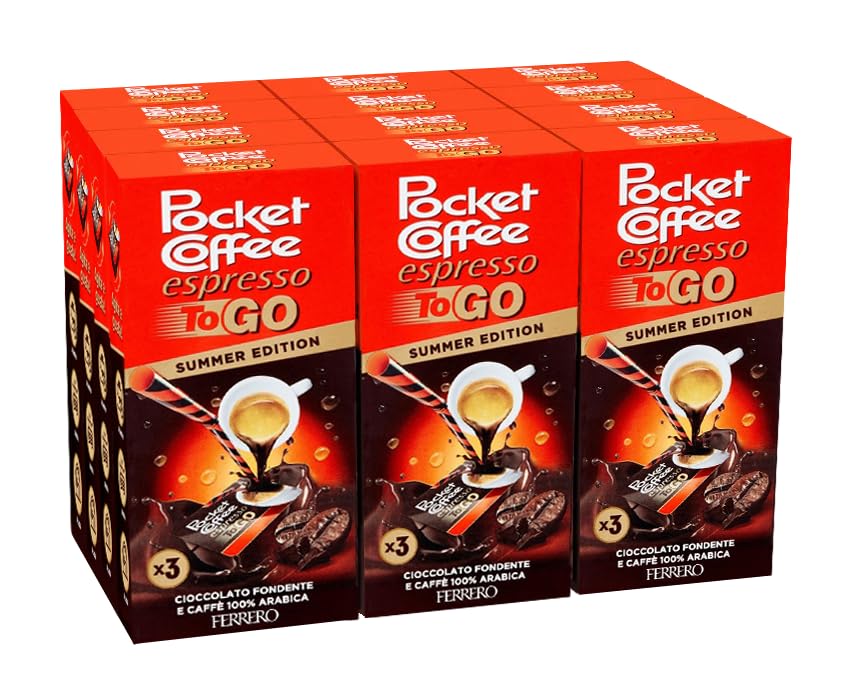 12X Pocket Coffee Espresso To Go Specialità Liquida al Caffè e Cioccolato Fondente Confezione da 3 Pezzi 64,8ml - Summer Edition