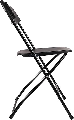 Miniatura 6 de BTEXPERT Juego de 2 sillas plegables de plástico negro, marco de acero, silla comercial de alta capacidad para eventos, juego ligero para oficina,