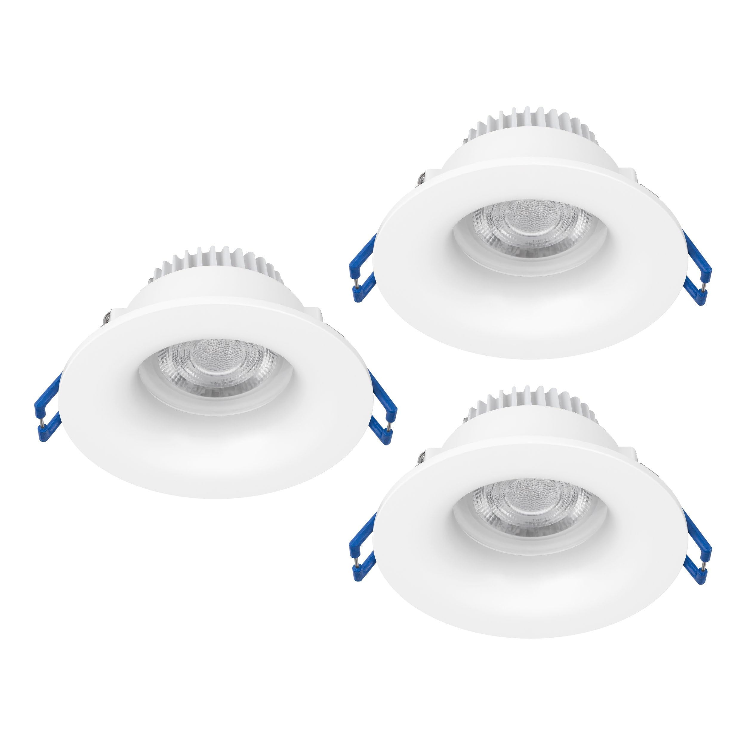 Eglo set de 3 focos empotrables Salabate, Ø 8,8 cm, spots de techo | para baño, aluminio blanco, luz cálida, neutra, fría, IP65
