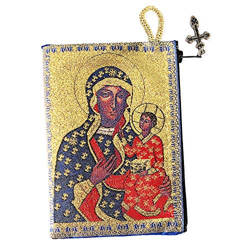Needzo Our Lady of Czestochowa Black Madonna Christ Tapestry Rosary Prayer Beads Pouch Reversible 2 Sided 5 3/8 Inch Needzo Our Lady of Czestochowa Black Madonna Christ Tapestry Rosary Prayer Beads Pouch Reversible 2 Sided 5 3/8 Inch