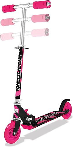 Ozbozz Nebulus Adjustable Scooter Pink & Black - Kids Two Wheel Scooter, Foam Handle Grip, Adjustable Handle Height