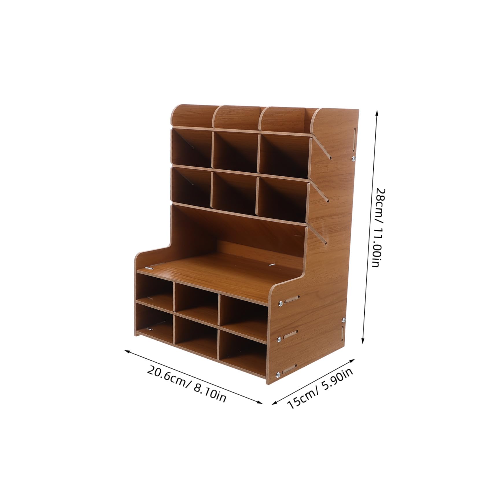 HOMSFOU Organizer Da Scrivania in Legno Per Penne Matite e Cancelleria Con Scomparti Precisi Contenitore Per Penne in Legno Massello Per Ufficio e Studio Casa