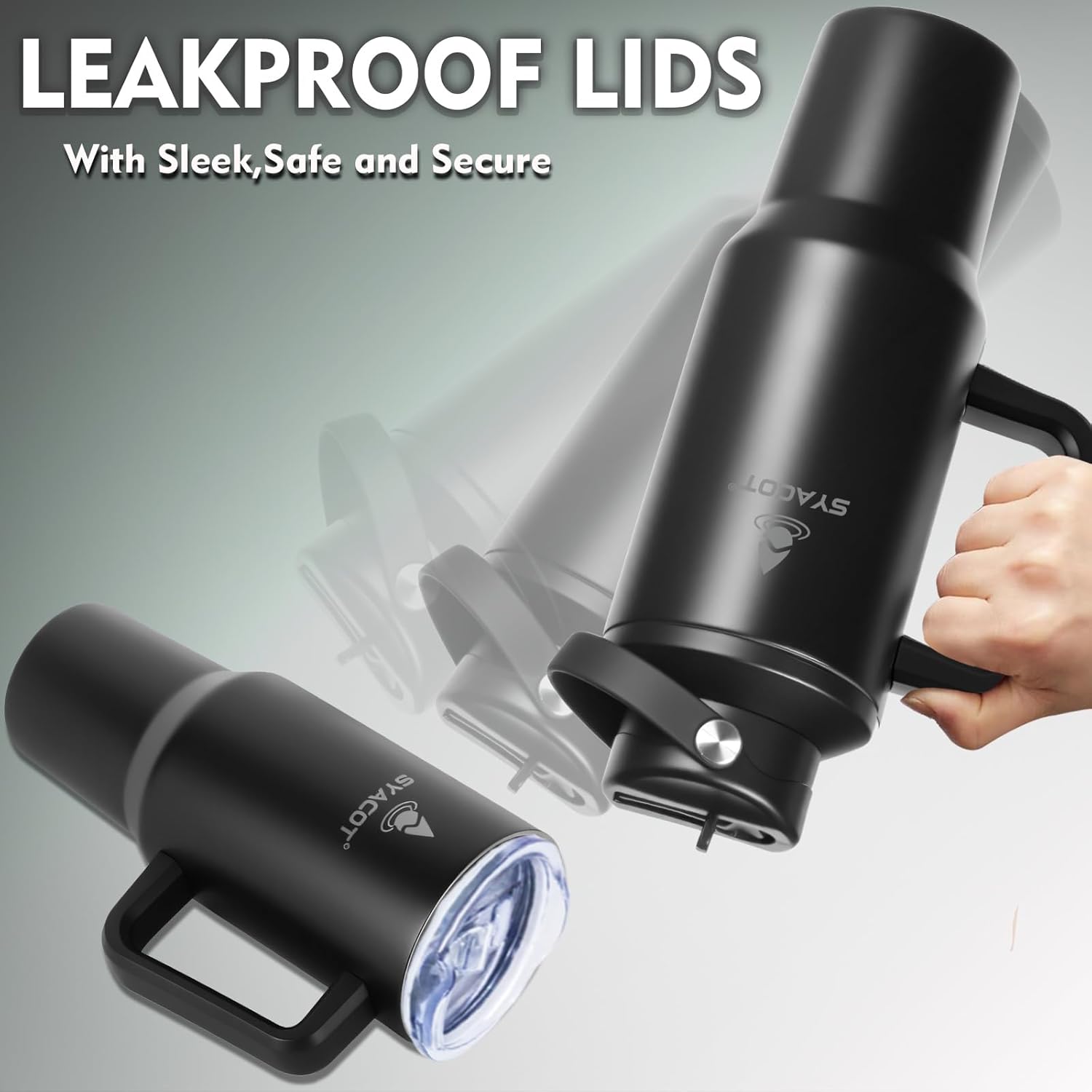 40 oz Tumbler with Handle and Straw or Convert to 40 oz Insulated Water Bottle Fits in Cup Holder. Stainless Steel Metal Water Flask with 2 Lids for Travel,Camping,Gym Sports Coffee Mug Thermal Cup - Image 4