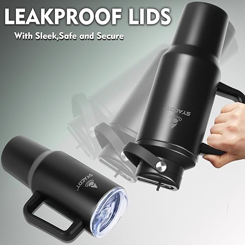 Miniatura 4 de Vaso de 40 onzas con asa y popote o se convierte en botella de agua aislada de 40 onzas que cabe en el portavasos. Botella de agua de metal de acero