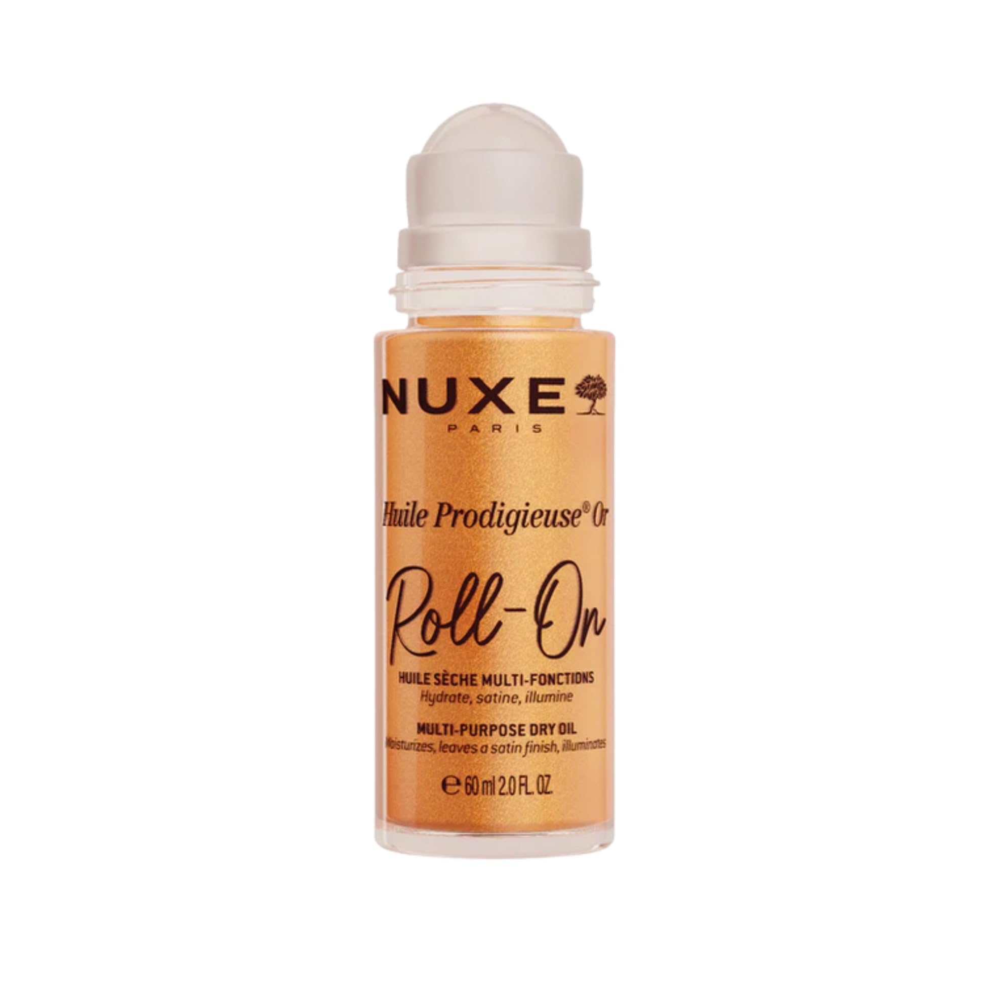 Nuxe Huile Prodigieuse Shimmer Roll-On Dry Oil 60ml, Glowing Gold Dry Oil for Face Body & Hair, Multi-Purpose Botanical Oil - Image 2
