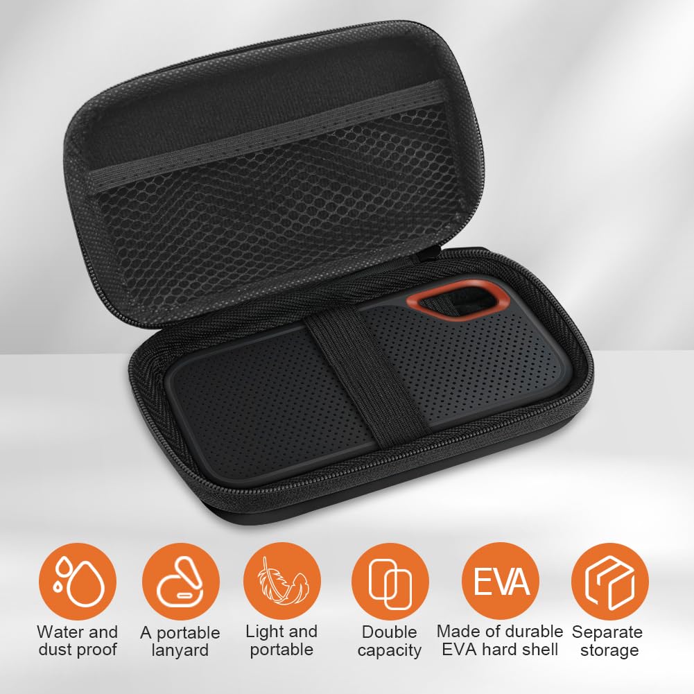 Custodia per Hard Disk, Custodia Hard Disk Esterno 2.5", Antiurto Rigida Cover Case, Borsa SSD HDD, Portatile Disco Esterno Protettiva, Nero