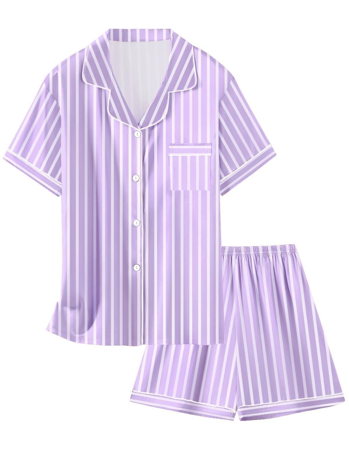 Girls &amp; Womens Satin Pajamas Set, Silk Button-Down Sleepwear 2 Piece Nightwear, 3 Years - Women XXL