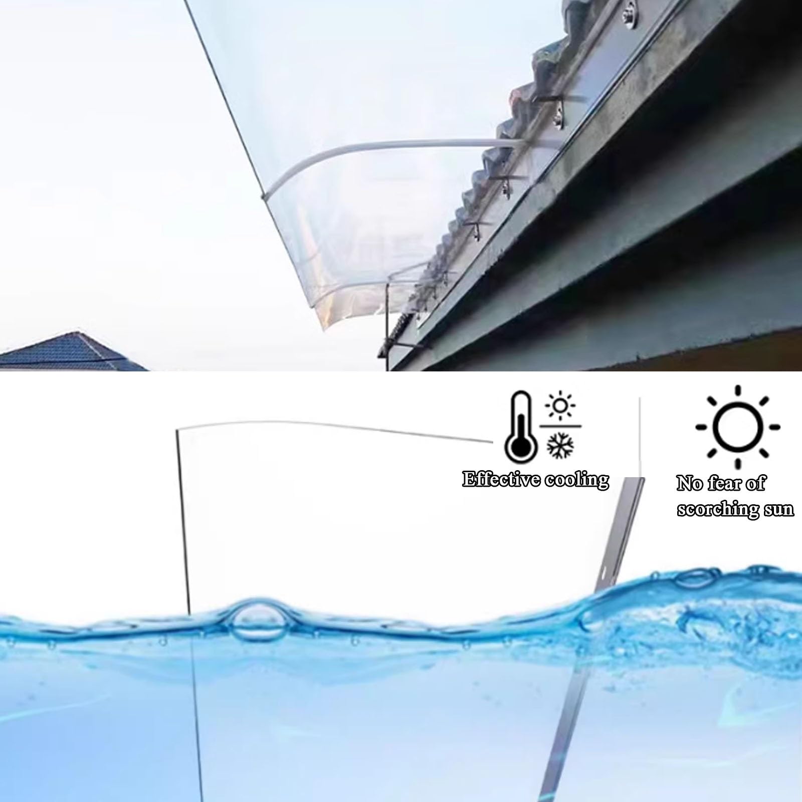 Transparente, unsichtbare Regenschutzabdeckung, Regenschutz for Haustürüberdachung, unsichtbare Regenschutzabdeckung for Fenster, Regenmarkise geeignet for Türveranda(Stand,310cm/122in)