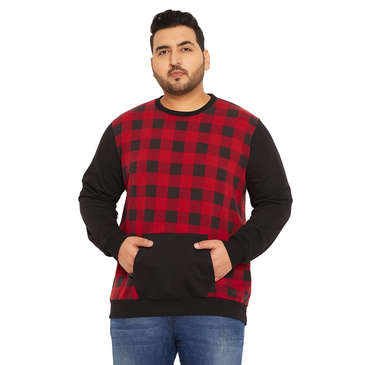 bigbanana Plus Size Men's Regular Fit Colorblock Sweatshirt-picture-26