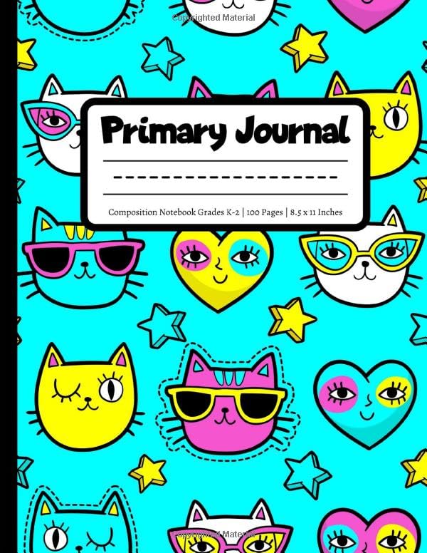 Primary Journal: Composition Notebook | Grades K-2 | Dotted Midlines and Picture Space to Draw Primary Ruled | 100 Pages | Large, 8.5 x 11 Inches |