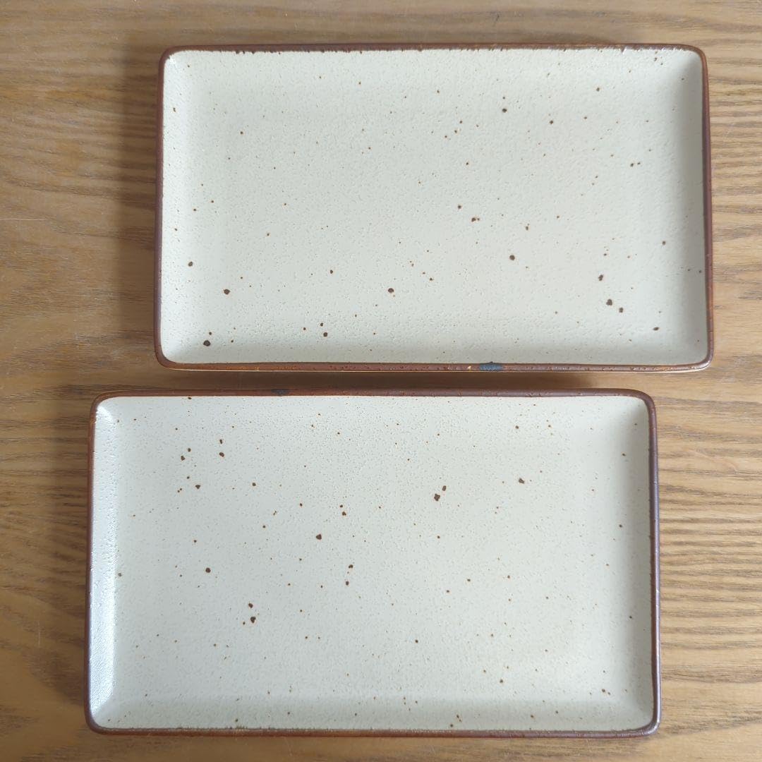 Amazon.co.jp: 美濃焼 和食器 鉄粉クリー厶 長角皿 2点セット : ホーム
