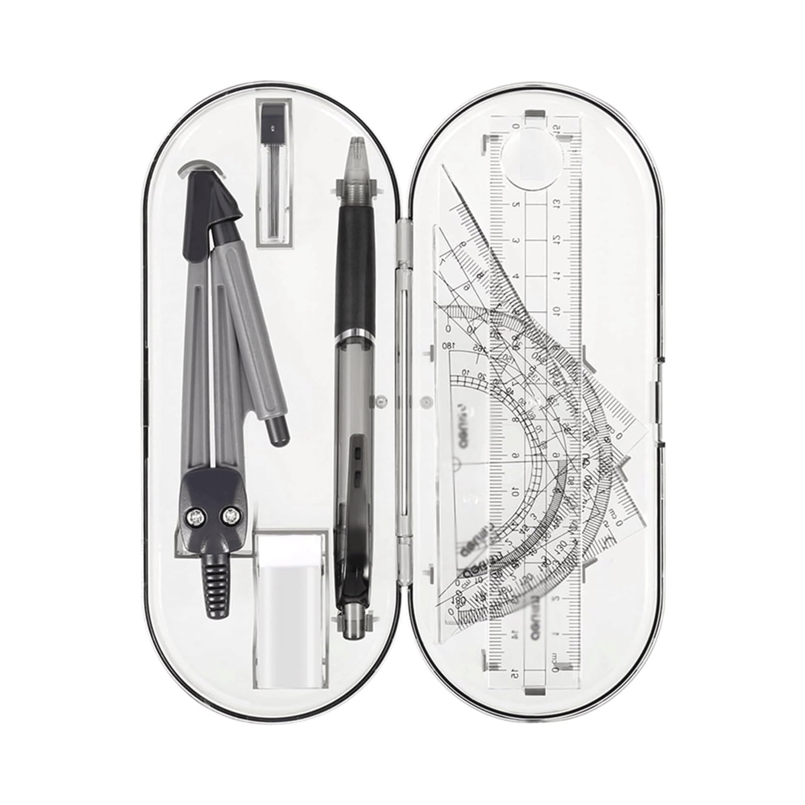 GddOGUK Math Geometry Compass Set,Geometry Set Drawing Compass,with Ruler,Protractor,Eraser,Lead Refills,Back to School Supplies for Students