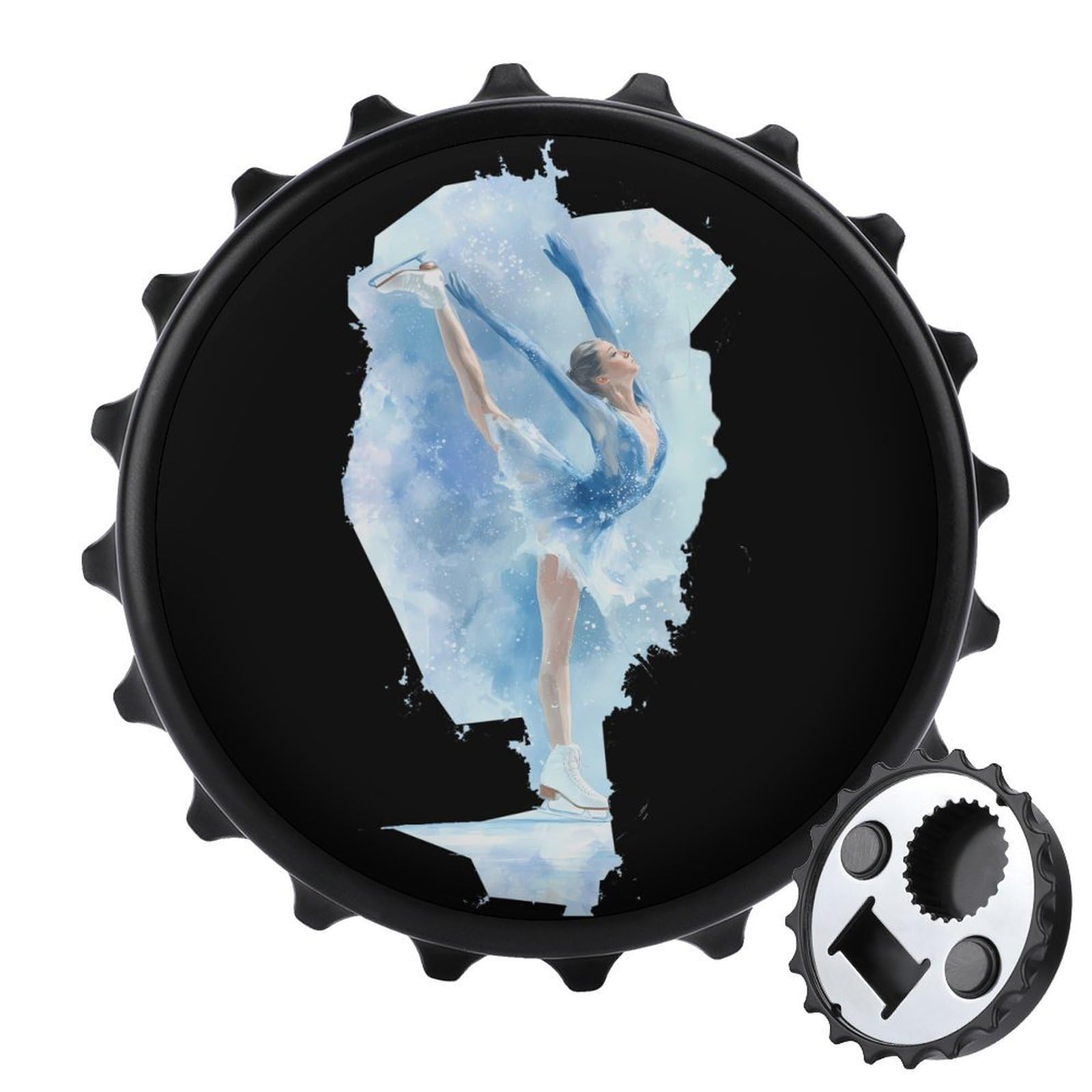 Watercolor Figure Skating Magnetic Bottle Opener Refrigerator Magnet Fridge Magnets Kitchen Supplies