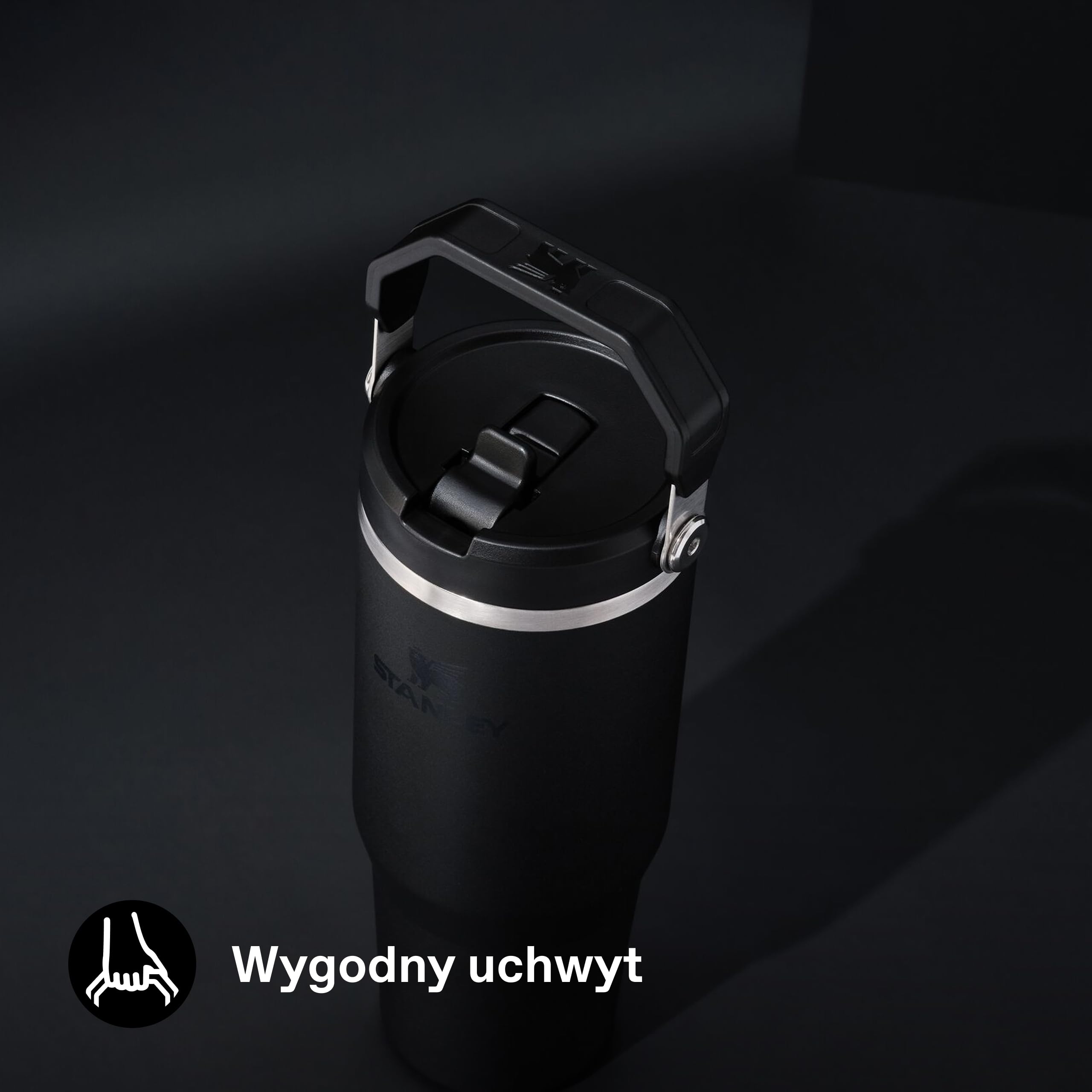 Stanley 1913 IceFlow Flip Straw Butelka na Wodę With Straw 0.89L - Utrzymuje zimno przez ponad 12 godzin - Szczelna - Butelka na wodę ze stali nierdzewnej - Black 2.0