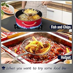 Hiware Solid Stainless Steel Spider Strainer Skimmer Ladle for Cooking and Frying, Kitchen Utensils Wire Strainer Pasta Strainer Spoon, 5.4 Inch Hiware Solid Stainless Steel Spider Strainer Skimmer Ladle for Cooking and Frying Kitchen Utensils Wire Strainer Pasta Strainer Spoon 54 Inch