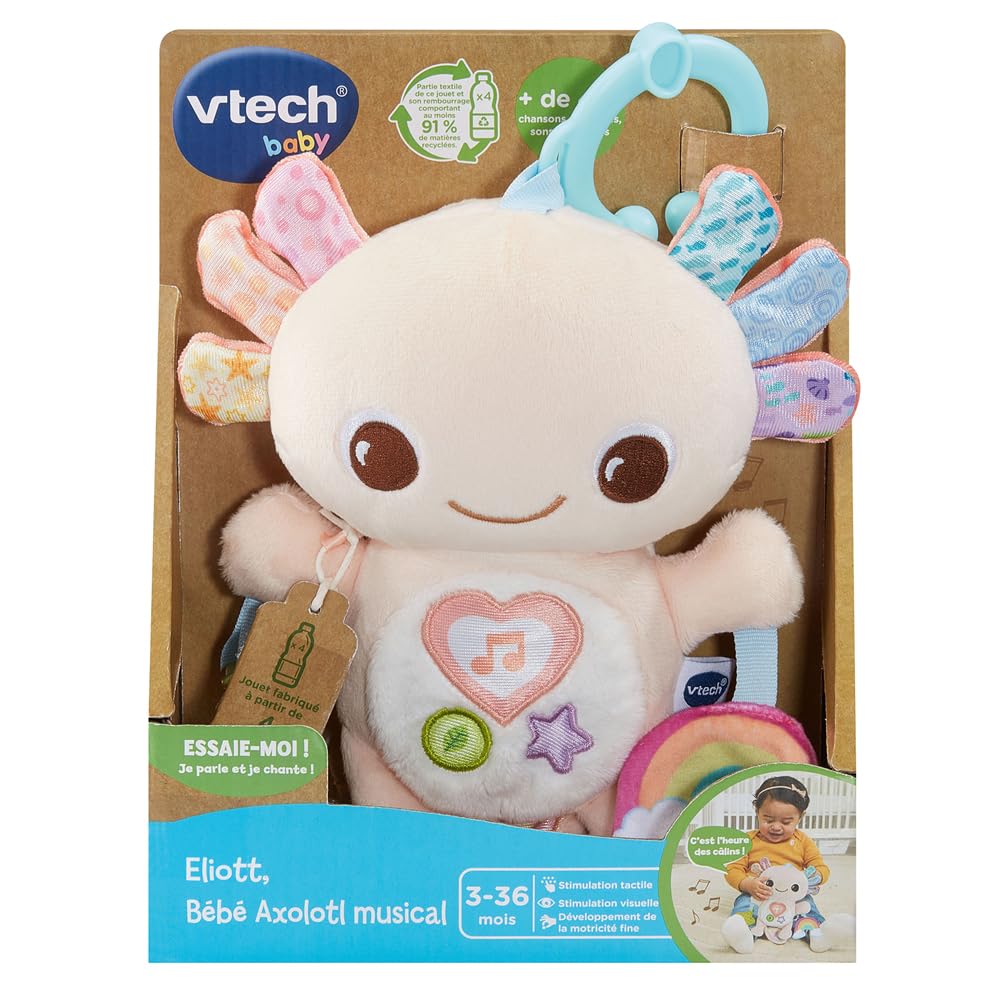 VTech Baby - Peluche poussette - Eliott, Bébé Axolotl musical VTech Baby - Peluche poussette - Eliott, Bébé Axolotl musical