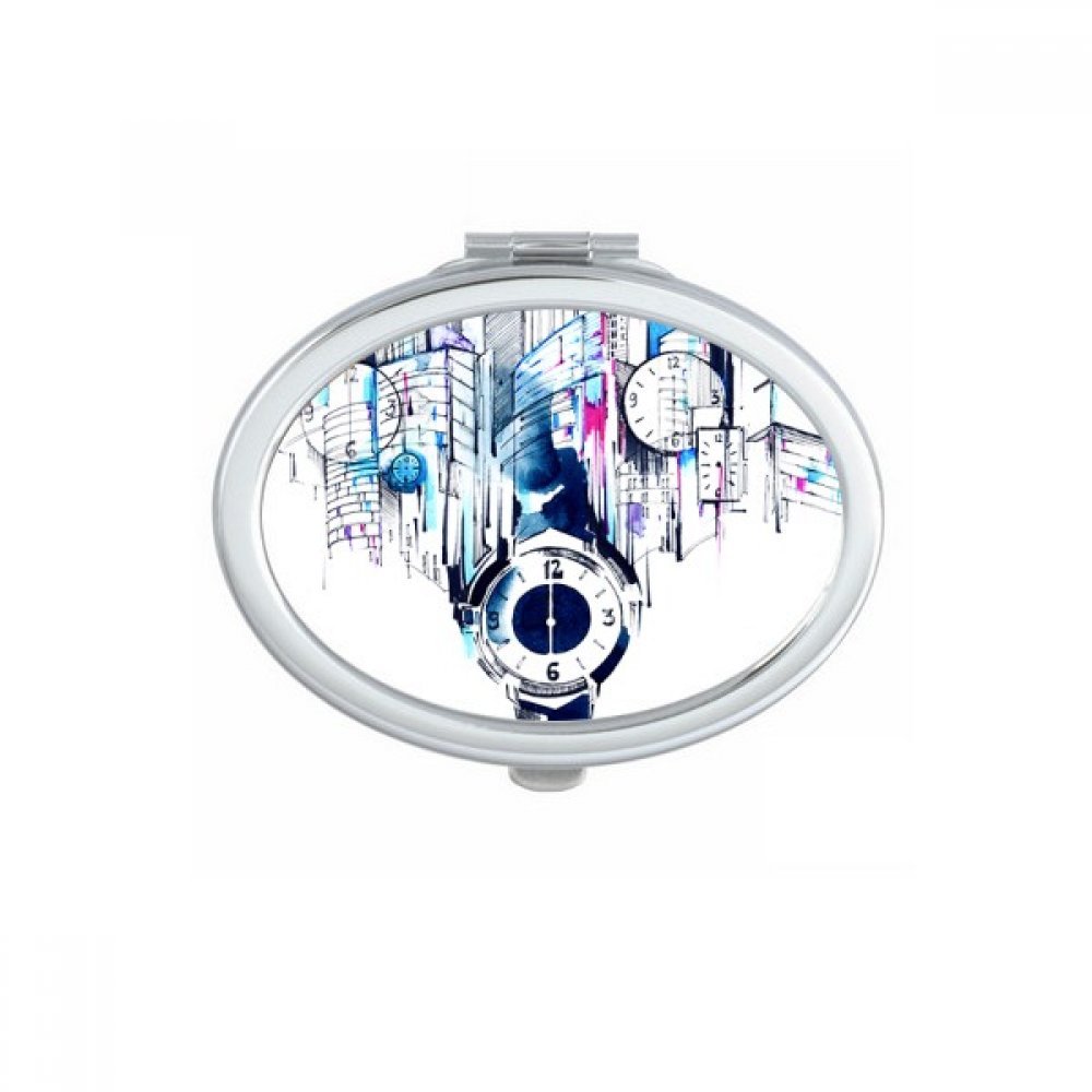 Horloge Montre Aquarelle Miroir de Poche pour Retouches en Voyage
