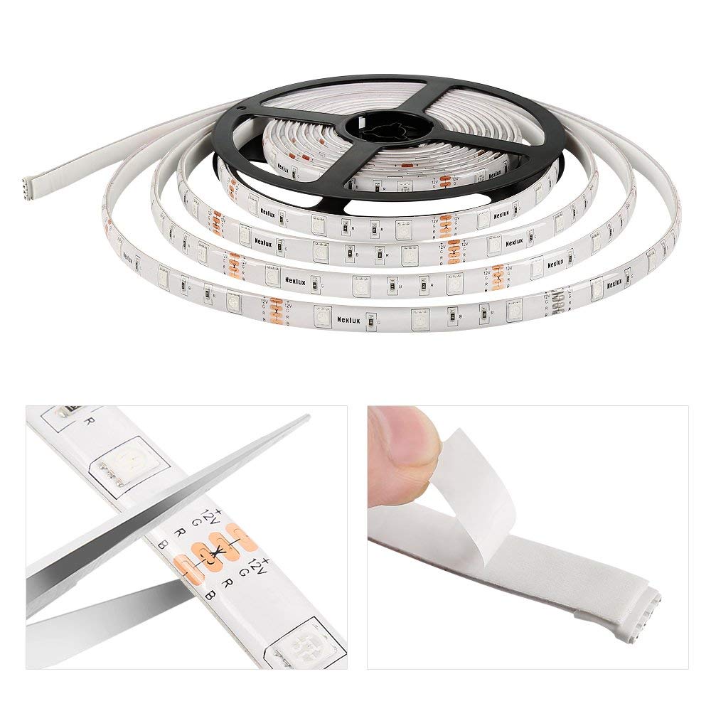 Nexlux LED Strip Lights, 16.4ft Waterproof White PCB Single Light Strip No Power Adapter and Controller