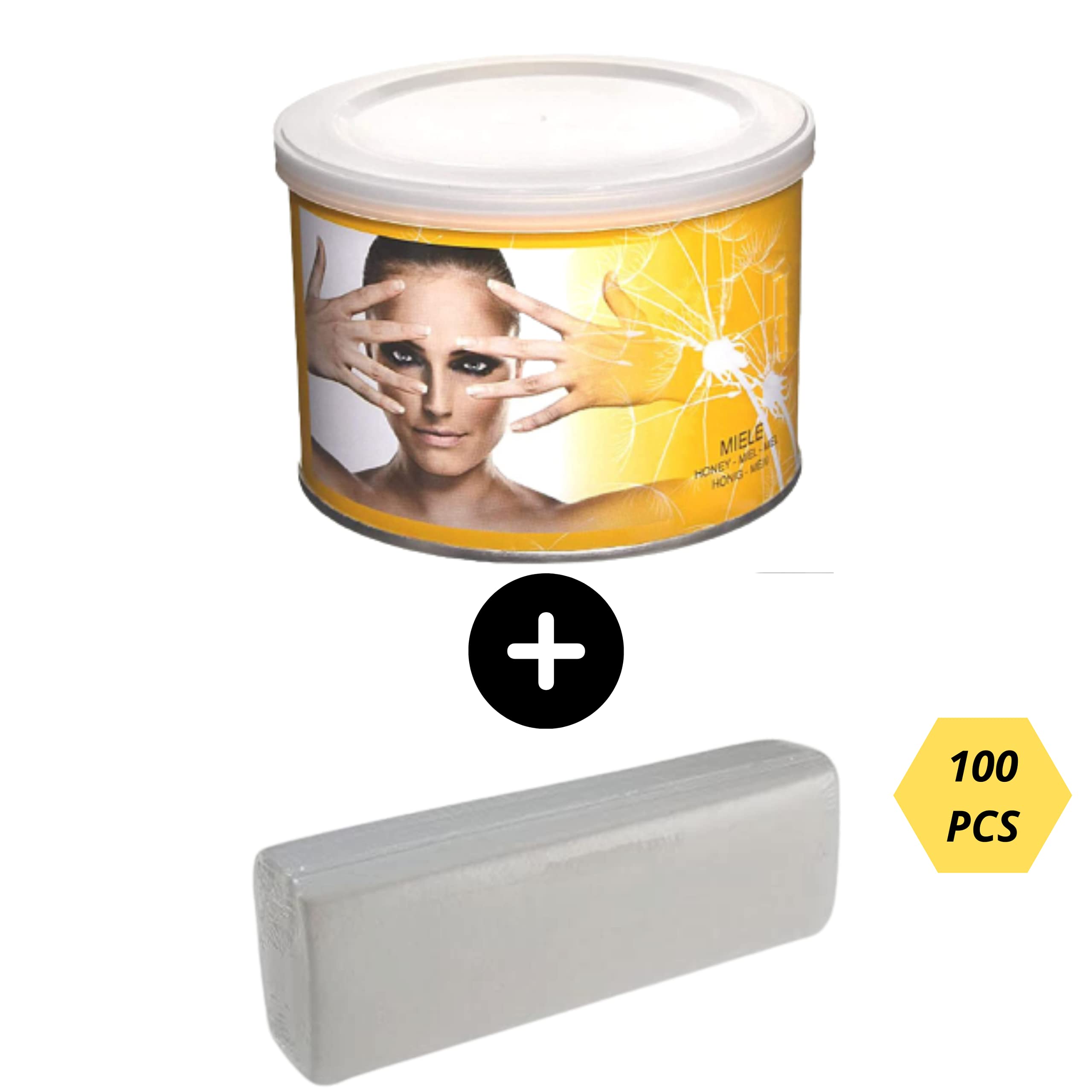 Strisce Depilatorie Gambe con Cera Depilatoria Barattolo Miele Ceretta a Caldo Kit Ceretta Ceretta Viso 100 Strisce per Ceretta Depilazione Donna Cera per Ceretta Ceretta a caldo Kit Completo Set Cera