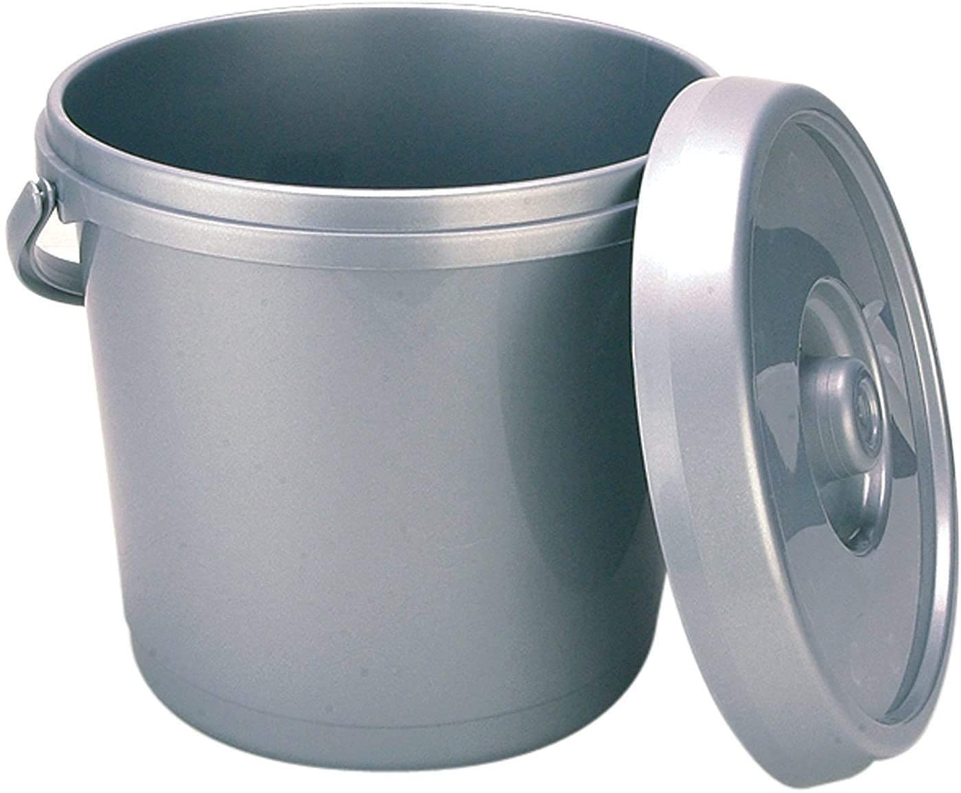 St@llion14 Litre Silver Plastic Bucket With Lid Carry Handle Ideal For Tub Animal Feed Bird Seed /Food Storage Bin Pail/Household/Paint Buckets/Baby Nappy Bucket Bin/Household/Paint(Pack of 1)