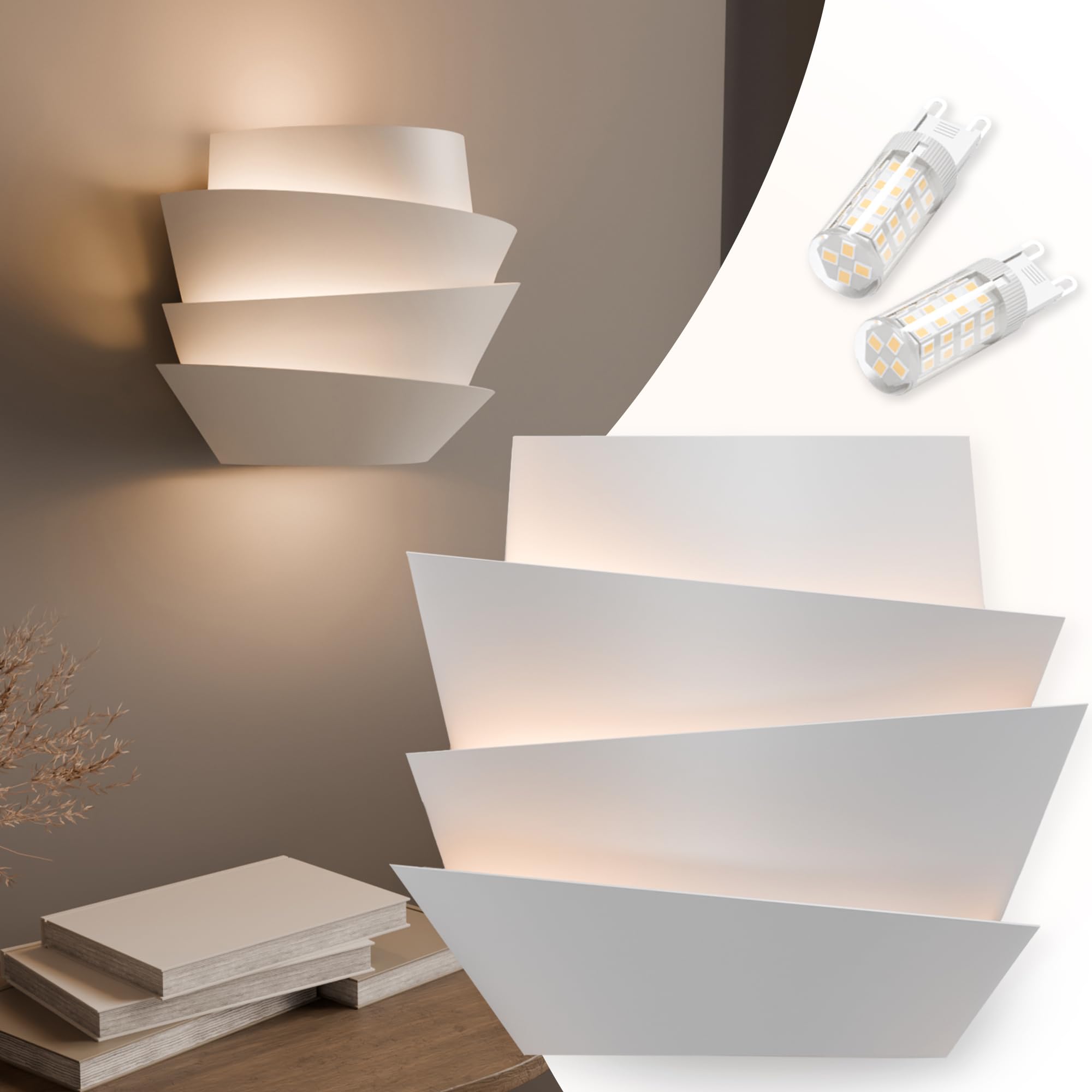 Wave Light Wandleuchte innen, weiss, LED Wandlampe, warmes Licht