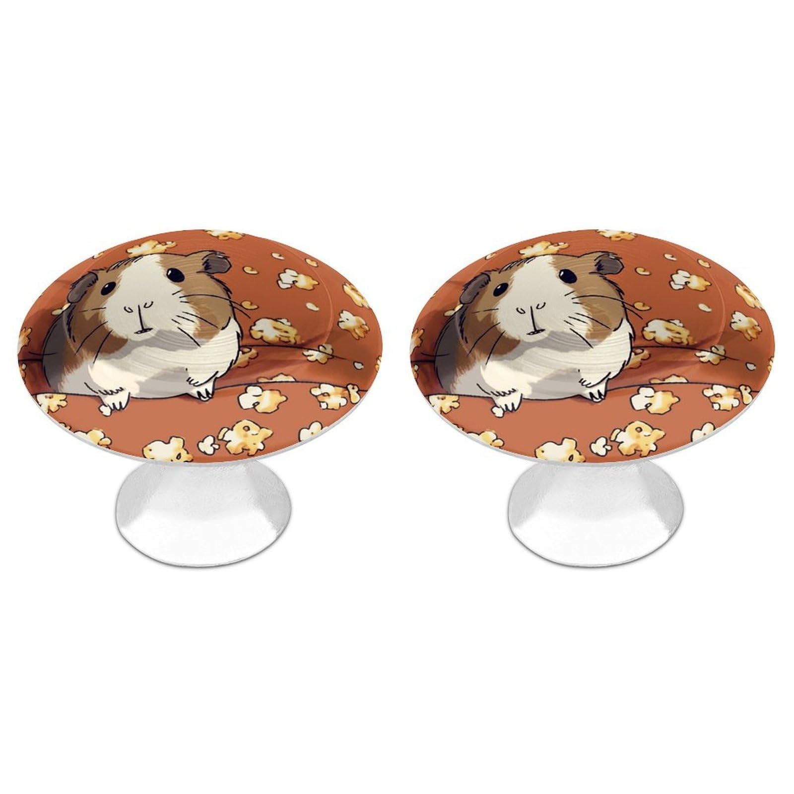 FekiLoot Guinea Pig and Popcorn Cabinet Knobs Personality Stainless Steel Round Drawer Handles Circle Modern Cabinet Handles Drawer Knobs for Kitchen Dresser Bathroom Cupboard Furniture