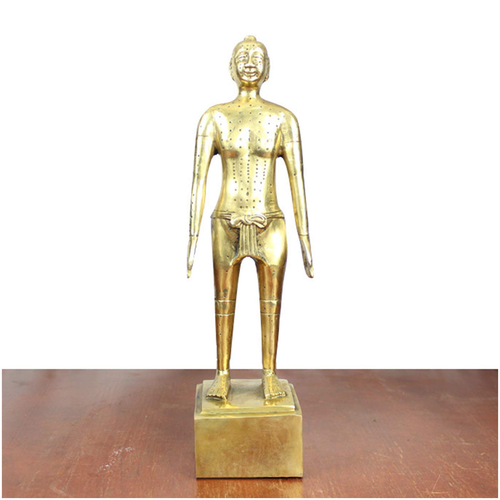 Sjdopulse Men's Brass Human Acupuncture Model - Pure Copper Acupuncture Figurine Human Body Acupuncture Point Model Clear Meridians Chinese Medicine Acupuncture For Herbalist Doctor Study Model (Brass)